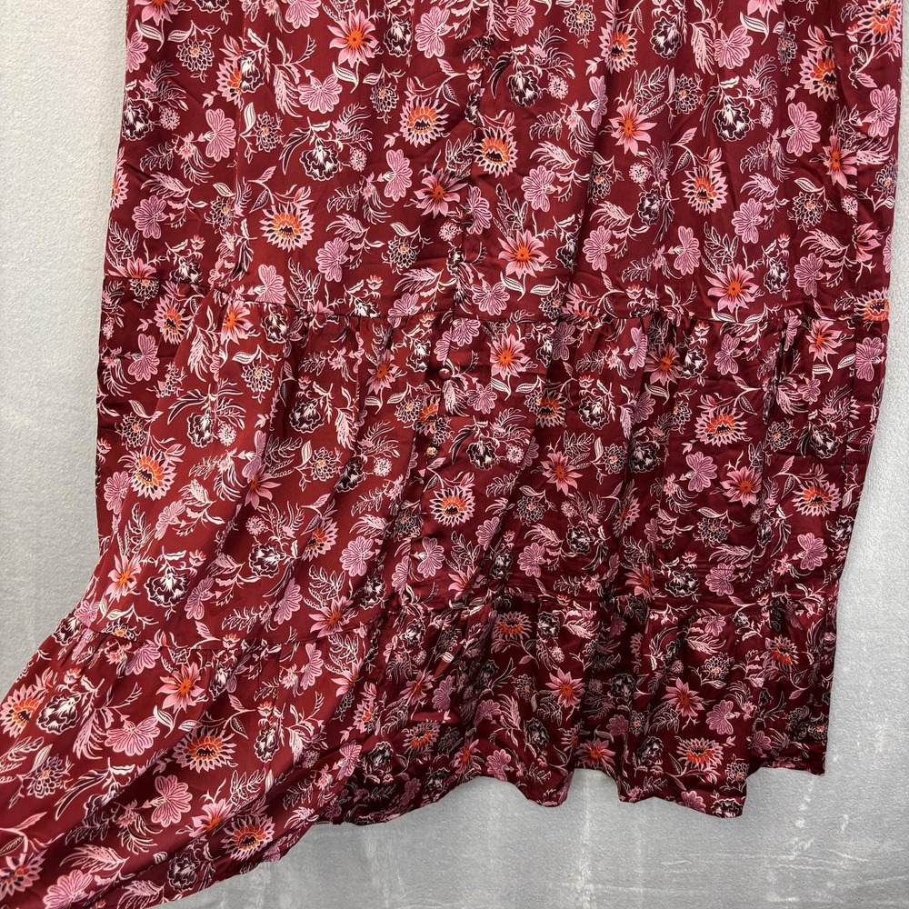 NEW PIPER & SCOOT Button Up Tiered Maxi Dress Womens XXL Red Floral Flowy Picnic - Picture 8 of 12